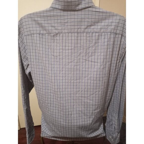 UNTUCKit Button Up Shirt Mens Large L Blue Plaid Varick Long Sleeve Stretch - Picture 7 of 11